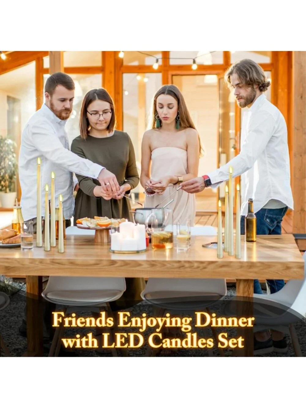 64 Pcs Flameless LED Taper Candles - Ivory White, Flickering Light Decor
